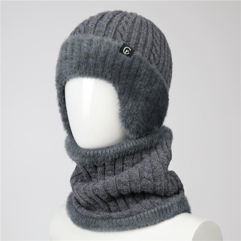 Hat Men's winter knitted wool hat Thickened ear protectors Warm and cold cotton hat
