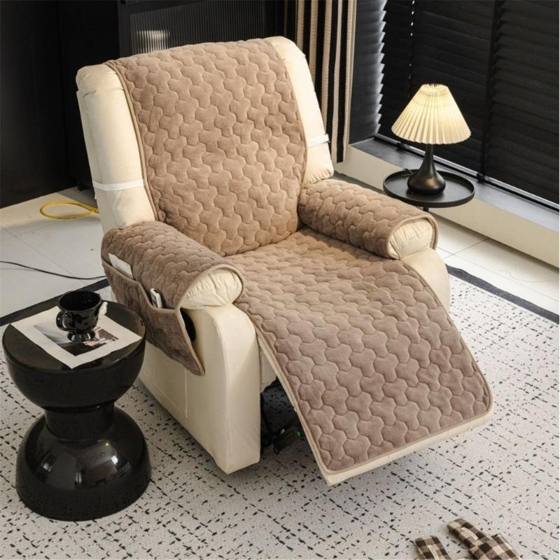 Flanell Sofabezug Polster Weich Warm Sessel Stuhl Couch Abdeckung mit Seitentaschen Für Winterkomfort Universelle Größe