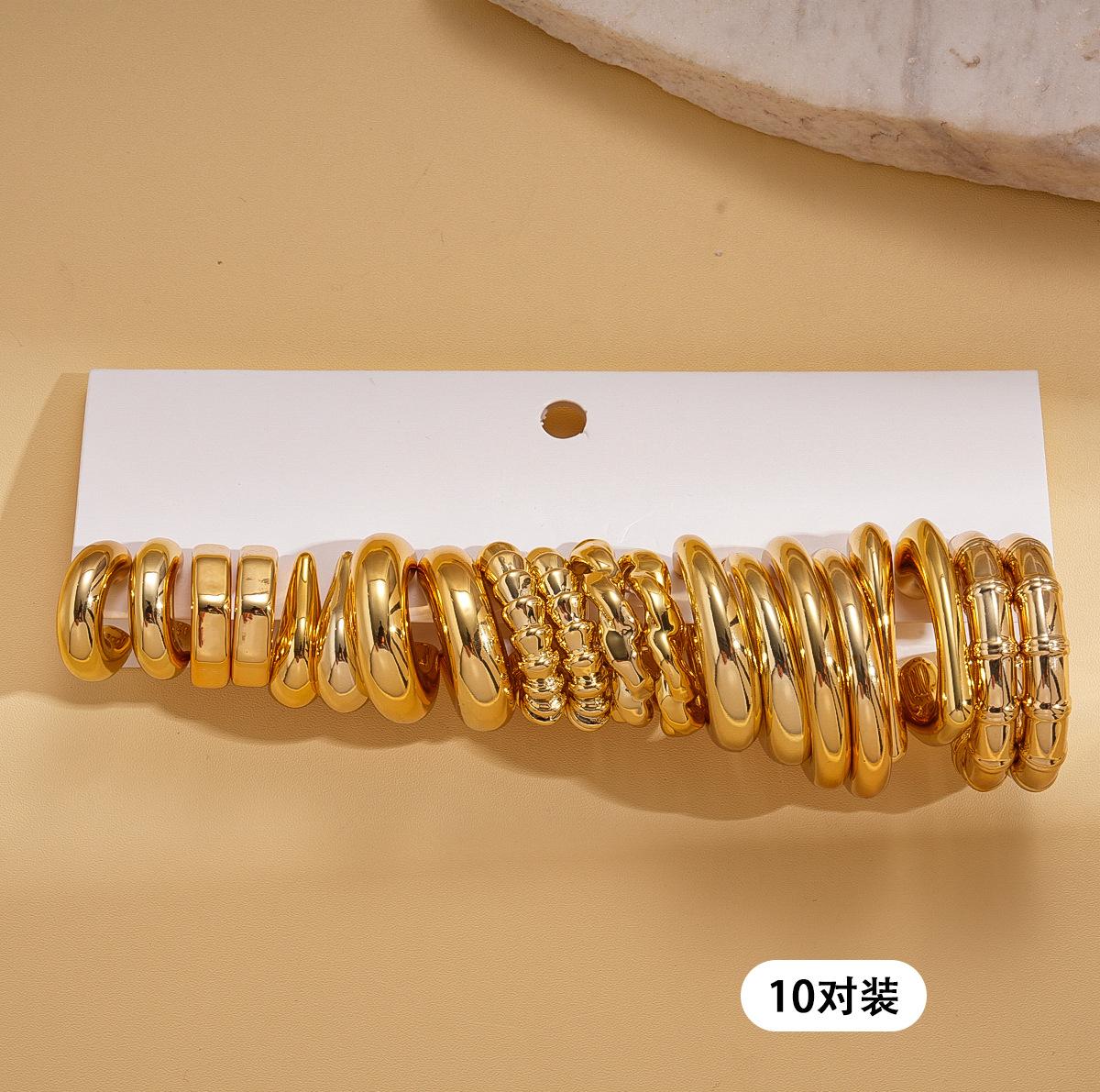 20-Piece Geometric Twisted Glossy Steel Needle Earrings Commuter Eco-Friendly Earrings