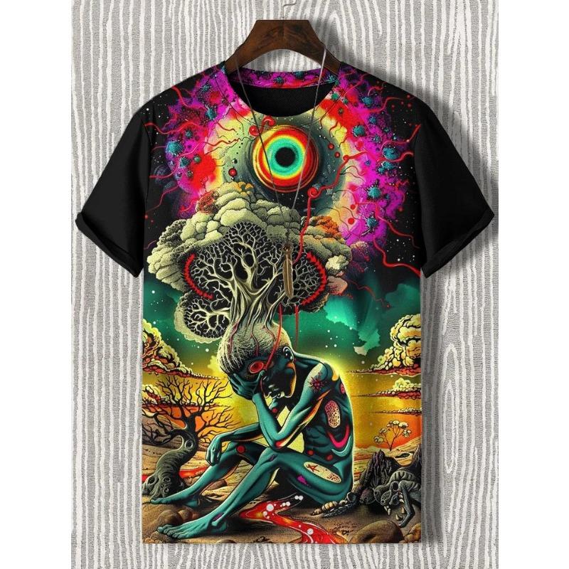 Herren Tier Lustige Katze Bedrucktes T-Shirt Kurzarm T-Shirt Tops 3D-Druck O-Ausschnitt Shirts Party Sommer Lässig Herrenbekleidung