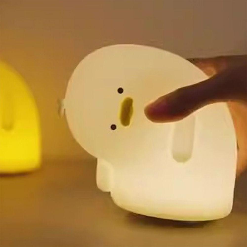 Room Decor Silicone LED Duck Night Light USB Charging Cartoon Sleeping Lamp Dimmable Table Lamp Bedroom