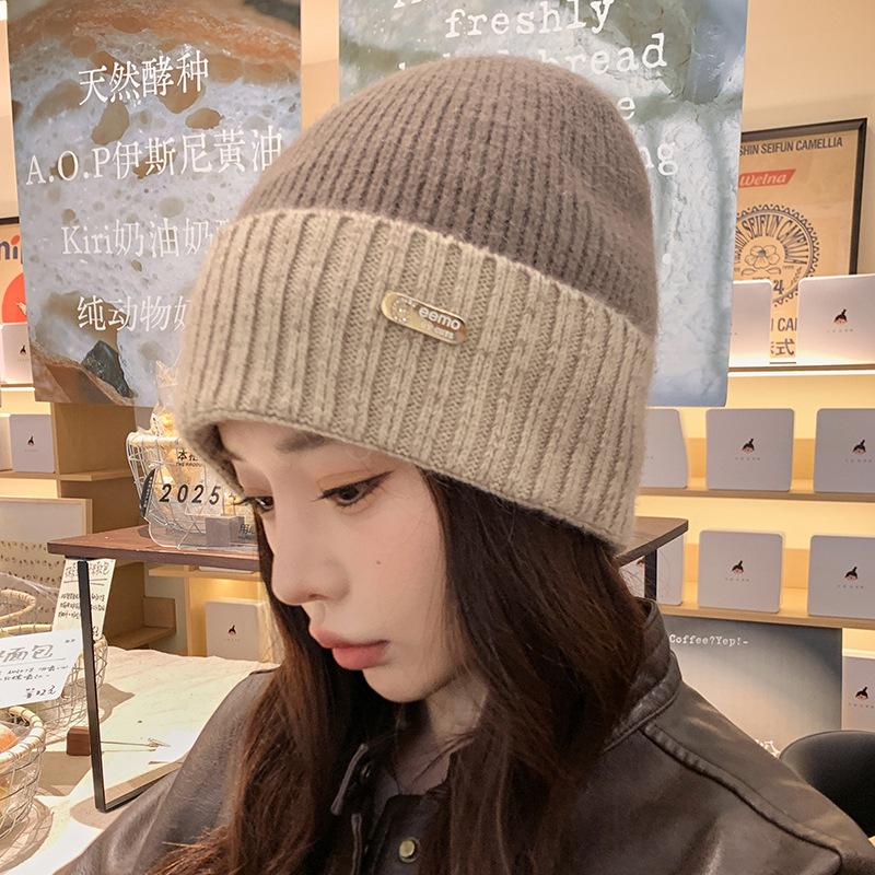 Wool Hat Women's Autumn and Winter Big Head Circumference Thickened Warm Ear Protection Hat Knitted New