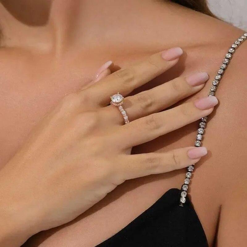 Sace Gems GRA Certified 1ct Moissanite Ring VVS1 Lab Diamond Solitaire Ring for Women Engagement Promise Wedding Band Jewelry