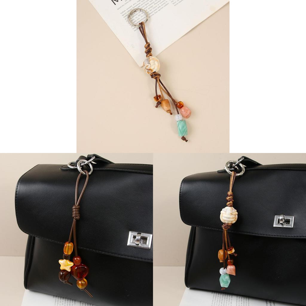 Retro Handcrafted Resin Keychain With Star Pendant For Girls And Bag Accessories