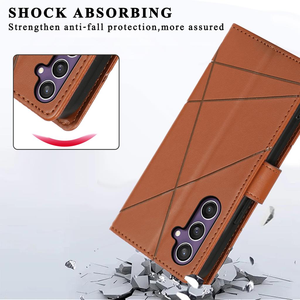 DF-06 For Samsung Galaxy S25 Phone Case Line Imprint Leather Wallet Cover