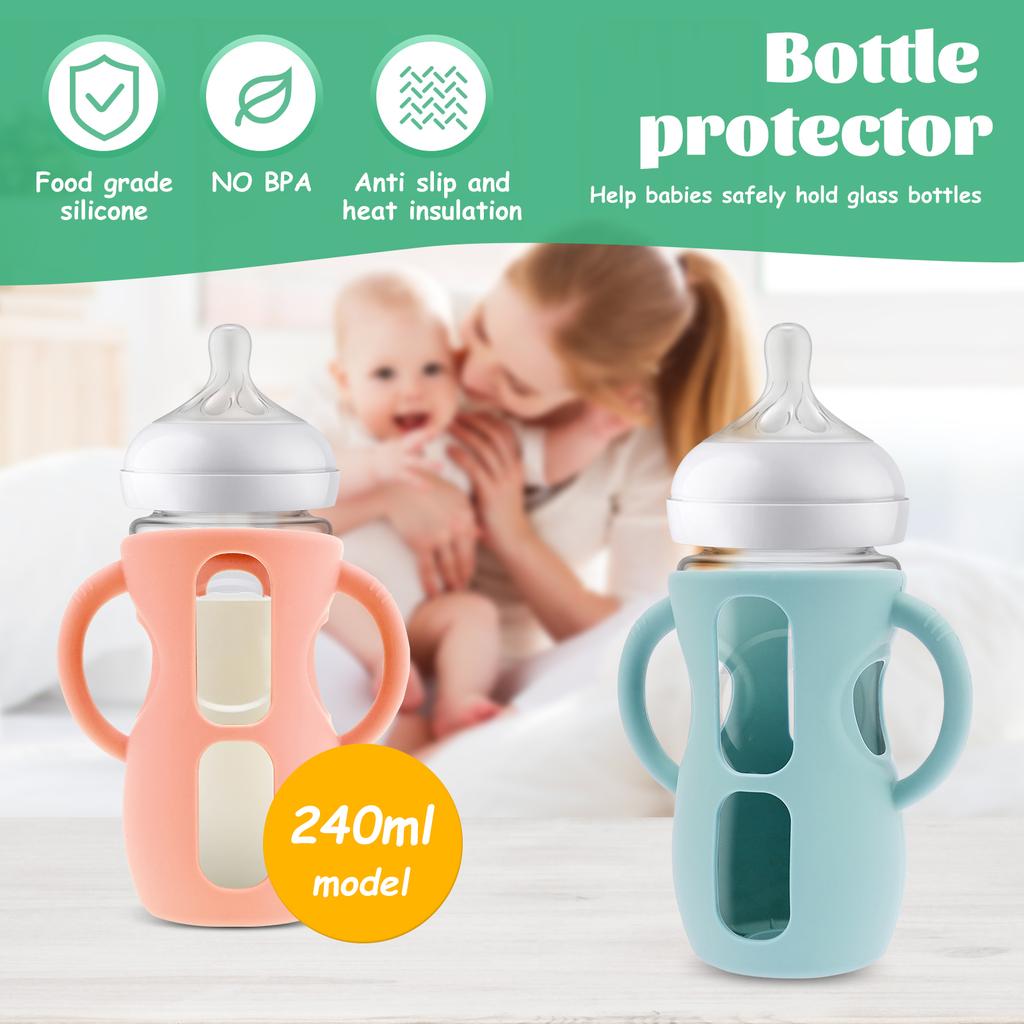 6Pcs 240/120 ml Silicone Cup Cover Heat Insulation Coaster Sleeve Water Cup Cover Sheath Anti Slip Baby Bottle Sleeves Handle