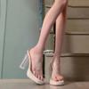 Summer semi-slippers women's transparent height-increasing sandals one pedal Korean version non-slip versatile women's thick heel sandals