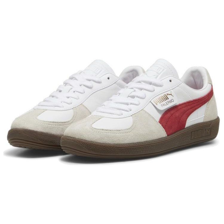 Puma Palermo Leather White Club Rød Unisex joggesko Vapor-Grey 396464-05