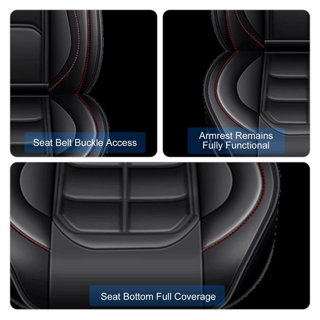 Leather Seat Covers, All Season Full Coverage Breathable Automotive Seat Protector, Airbag Compatible, for Sedans SUVs