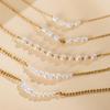 French Retro Pearl Necklace: 18K Gold-Plated Stainless Steel, Irregular Design, Light Luxury, Versatile Layered Clavicle Chain for Women.