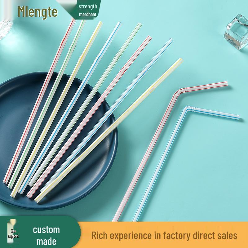Mont 5*210 Disposable Colored Striped Bendable Straws, Food-Grade PP, Ideal for Drinking Juice (For Household, Mother and Baby Use)