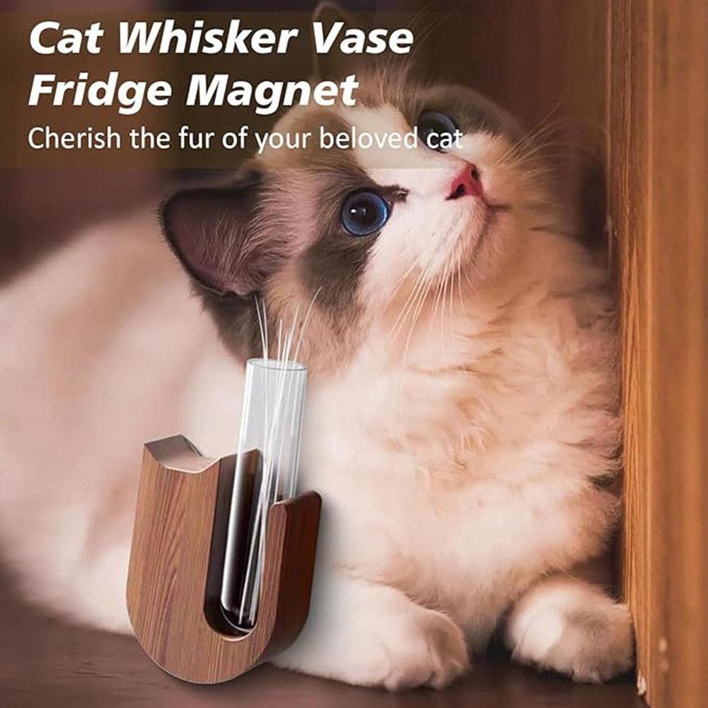 Cat Whisker Jar Mini Wooden Test Tube Vase For Whiskers Cat Whisker Collection Refrigerator Magnet Pet Hair Keepsake Bottles