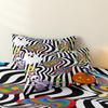 3 Pieces Rainbow Skeleton Halloween Print Duvet Cover Set, Black White Wavy Stripe Pumpkin Ghost Colorful Swirl Printed Bedding
