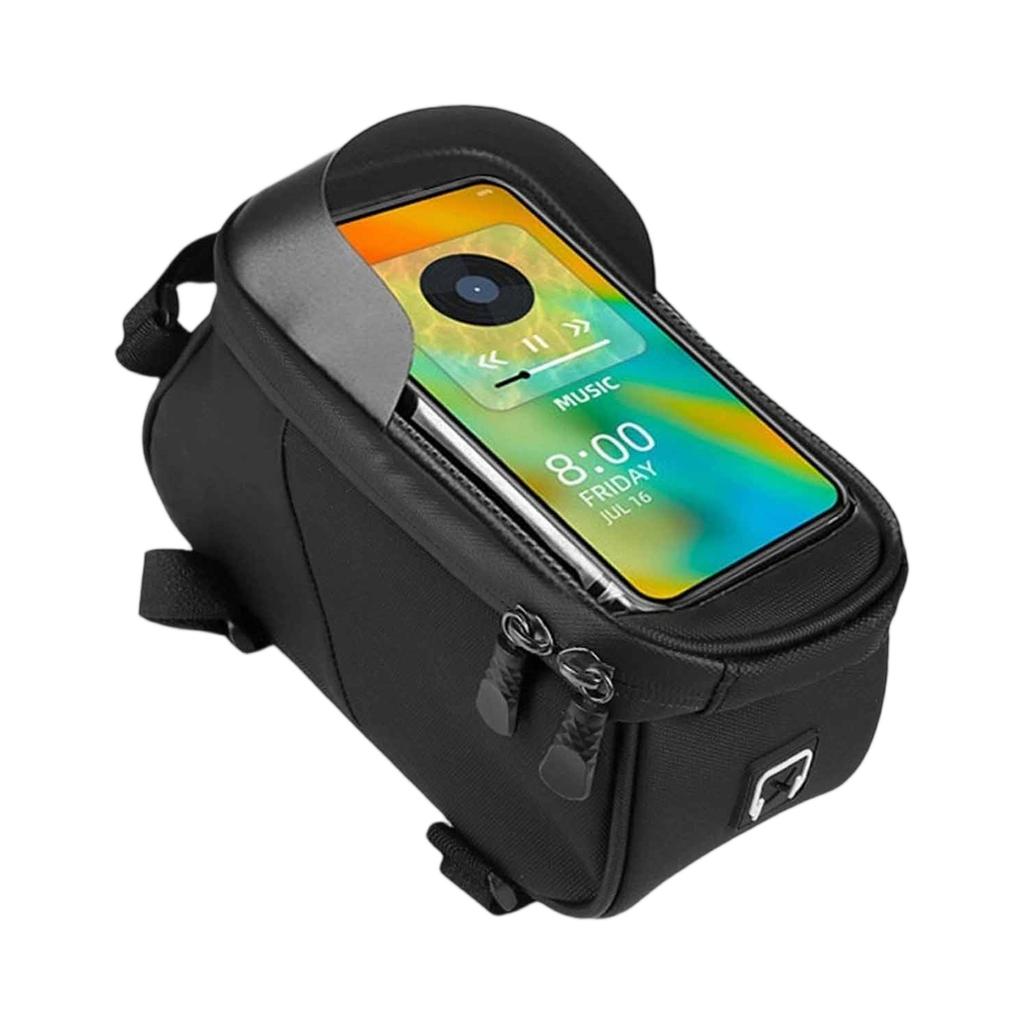 Front Frame Bag – Mountain Bike Upper Tube Saddle Bag, Crossbeam Phone Holder, Cycling Storage & Bike Accessories