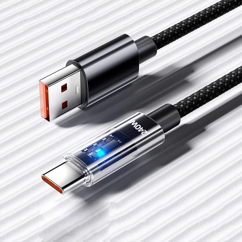 240W Super Fast Transparent Charging Cable for Huawei, Honor, Vivo, and Oppo Type-C Devices