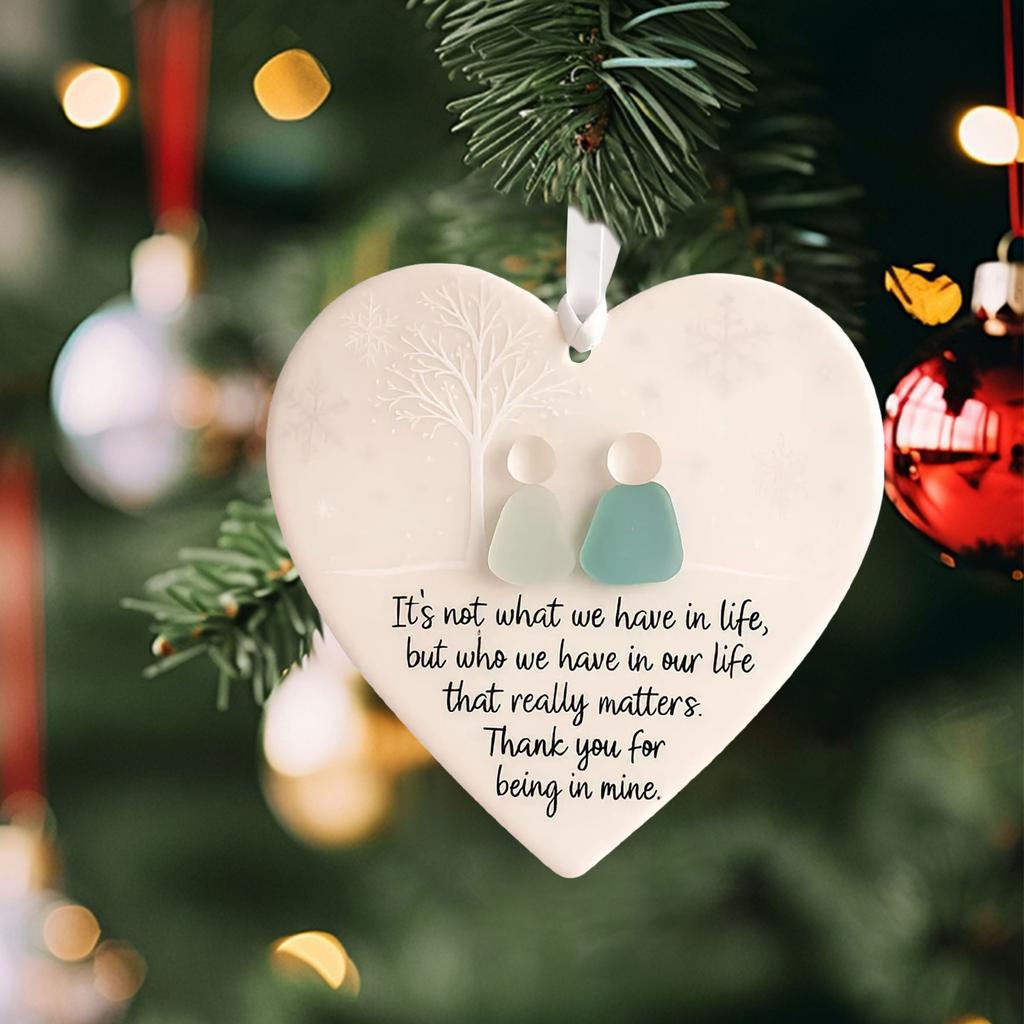 2/5PCS Sea Glass Friendship Decors Keepsake Christmas Pendant Christmas Friends Plaque for Christmas Tree Hanging Ornament