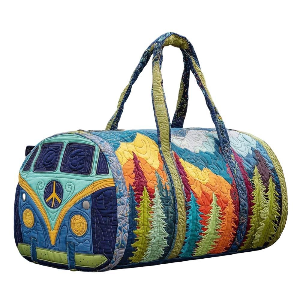 Quilted Cotton Quilted Travel Bag Hippie Vibe 3D Design Duffle Bag Boho Style Frog Pattern Weekender Bag Yoga Practice