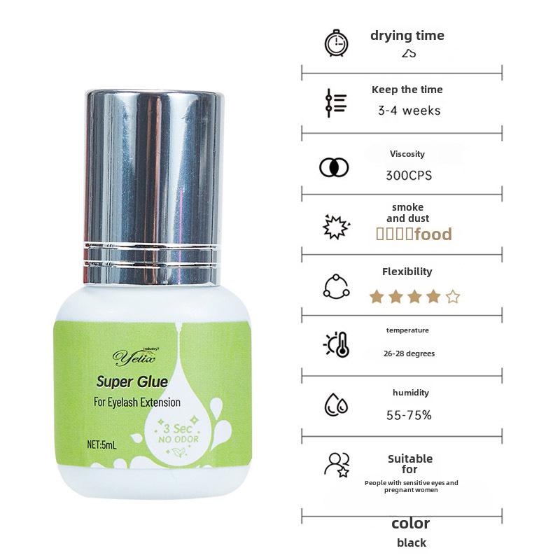 Quick-Drying, Long-Lasting, Gentle, Non-Irritating Soft-State Eyelash Extension Glue for Self-Grafting.