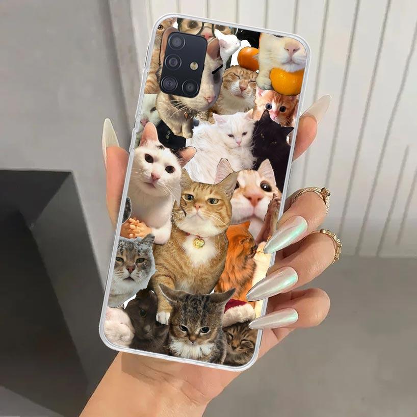 Crying Cat Memes Phone Case for Samsung Galaxy A52 A32 A22 A12 A02S A50S A30S A10S Note 20 Ultra 10 Plus S10 A31 A20 A71 A72 Gal