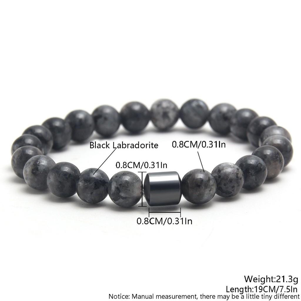 Geometric Black Dandan Stone Lava Rock Tiger Eye Beaded Bracelet With Elastic Cord For Men And Women