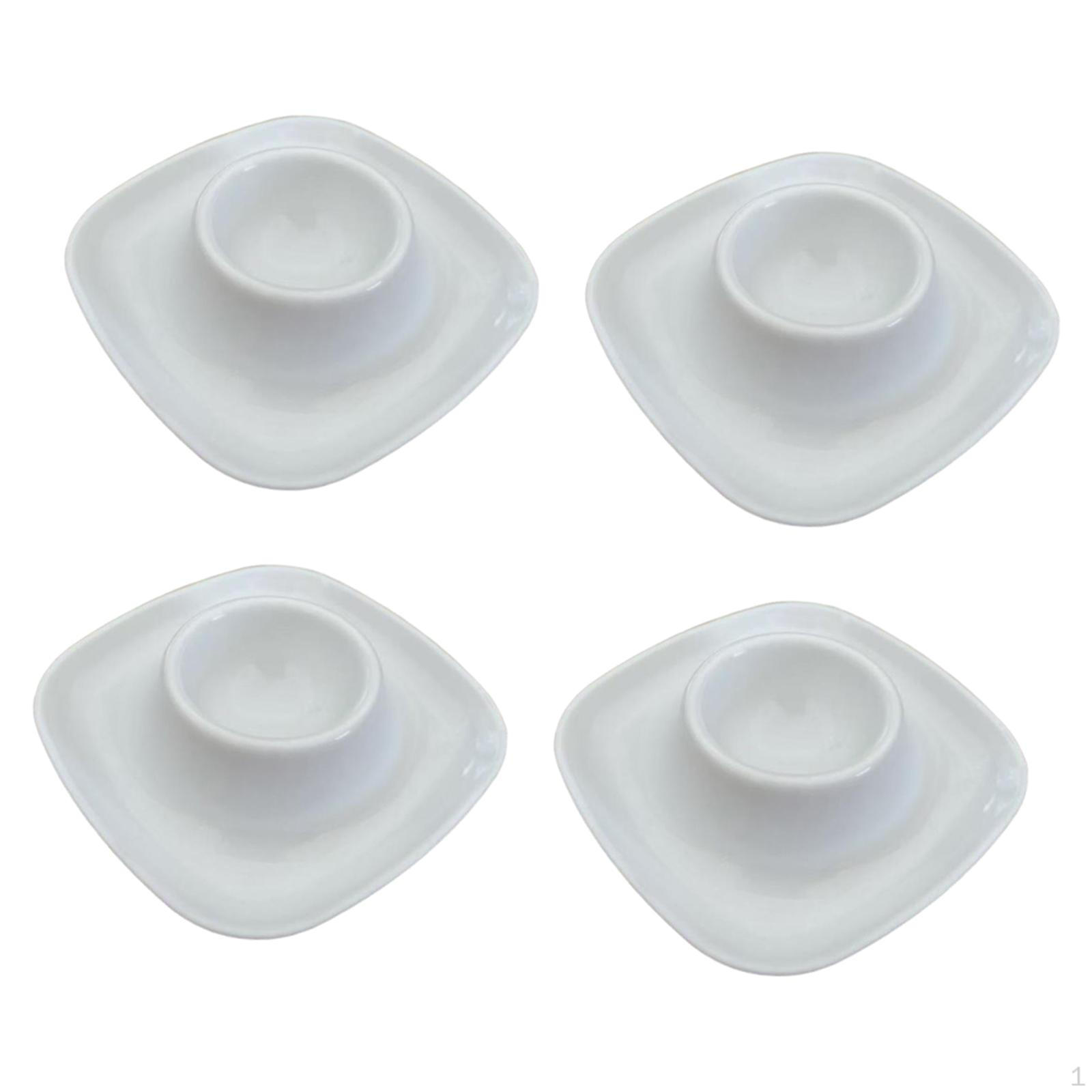 

4 Decorative, Unique, Easy-to-Clean Stackable Egg Holders, Trays for Pantry, Breakfast, And Square White
