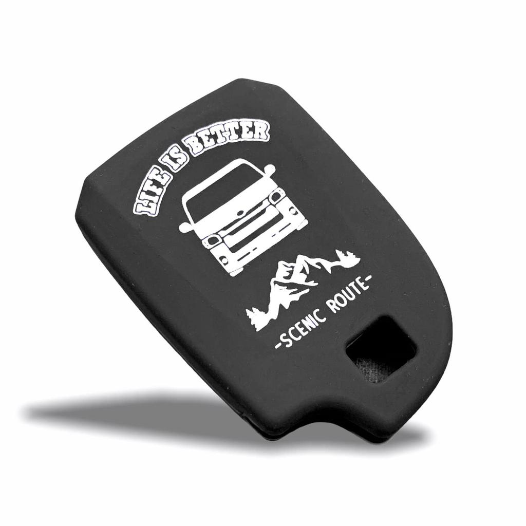 SUITY Silikon Smart Key Hülle für Toyota Hiace und Regius Ace, Perfekte Passform, Kratzfest (Schwarz, 2 Tasten)