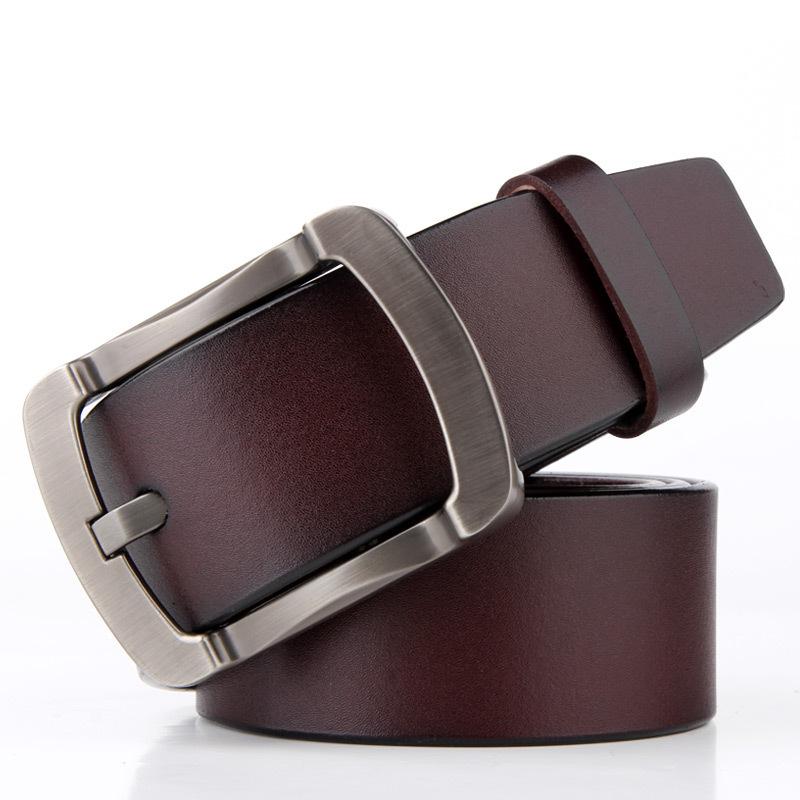 Men'S Pin Buckle Leather Belt Two-Layer Cowhide Men'S Leather Casual Belt