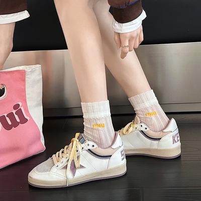 Leather Star Small Dirty Shoes Women's Retro Round Head White Shoes Casual Flat All-match Board Shoes