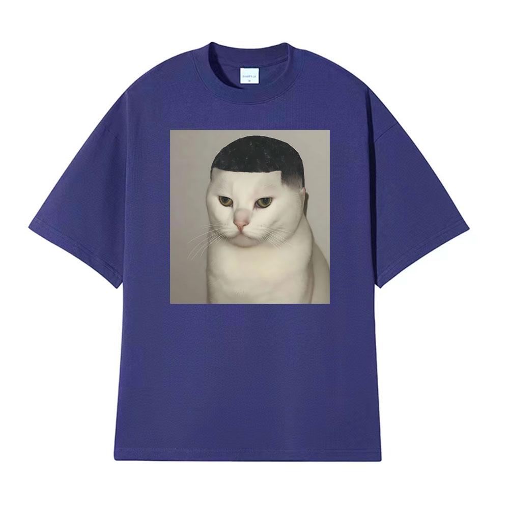 Funny Haircut Unhinged Cat Meme Printed T Shirt Unisex Women Casual Cotton High Quality Tshirts Fashion Cool Classic Humor Tshirt