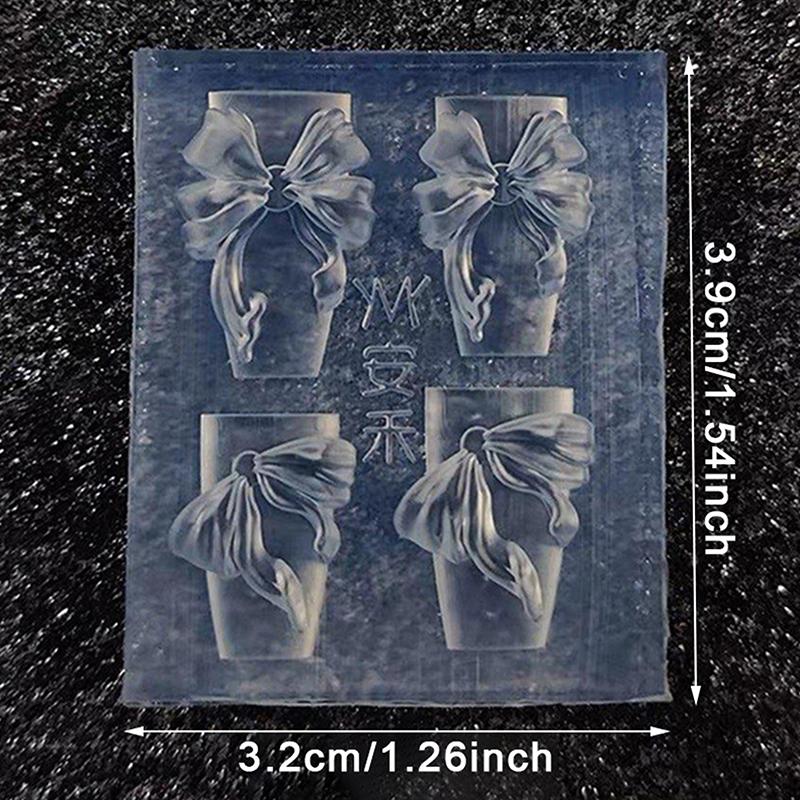 3D Ribbon Bowknot Shaped Nail Mold Stamping Stencil For Uv Gel Polish Art Silicone Carving Design Diy Charm Decorations
