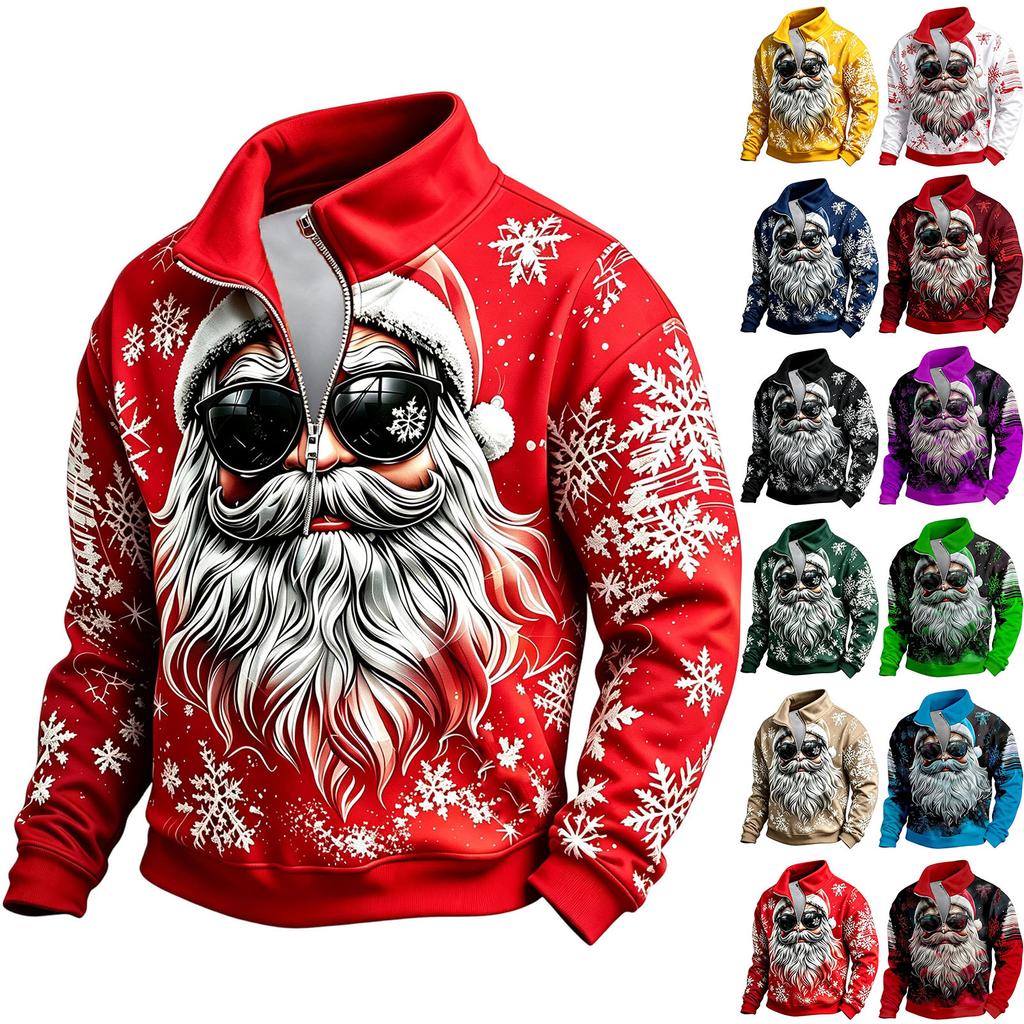 Men's Casual Long Sleeve Full-Zip Sweatshirt with Stand Collar Athletic Top