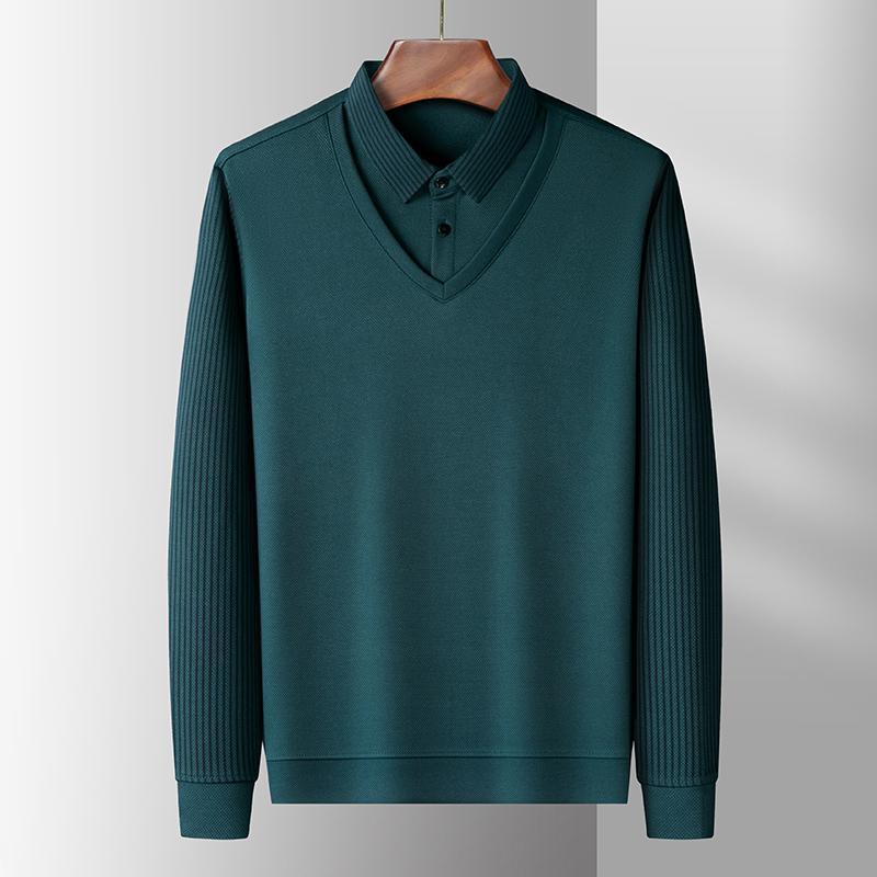 High Quality Long Sleeved Men'S Polo Shirt For Autumn Winter Fashion Two Pieces Of High-End Design Top Korean Casual T-Shirt