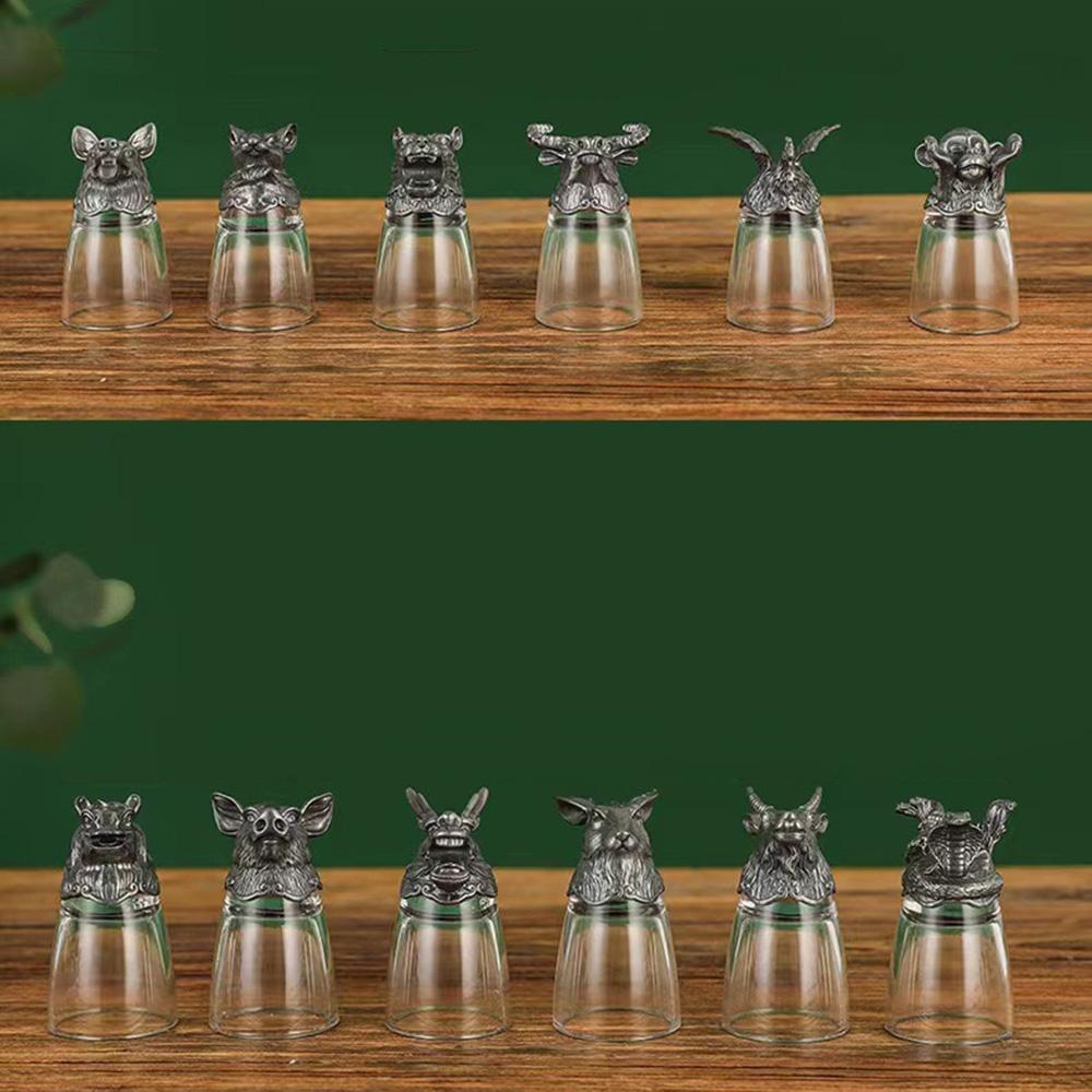 Luxuriöses Retro-Sternzeichen-Kristallglas-Likörset für den Heimgebrauch Weißweinglas Familien-Set 12 Stück Spirituosengläser Geschenk für Freund