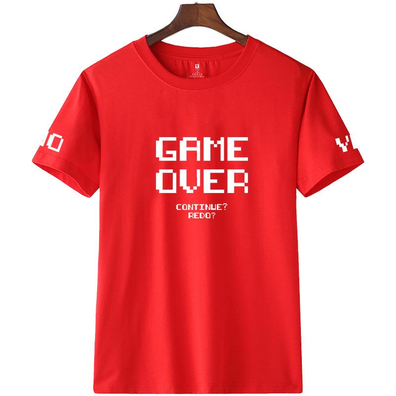 Herren Kurzarm Sommer Buchstaben T-Shirt Übergröße Locker Lässig Rot Reine Baumwolle T-Shirts Herren