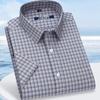 Rommon Men's Short-Sleeve Formal Plaid Business Shirt