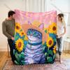 1PC Dreamy Sunflower Cat Print Adult Children Warm Blankets Home Travel Car Soft and Comfortable Suitable for all seasons