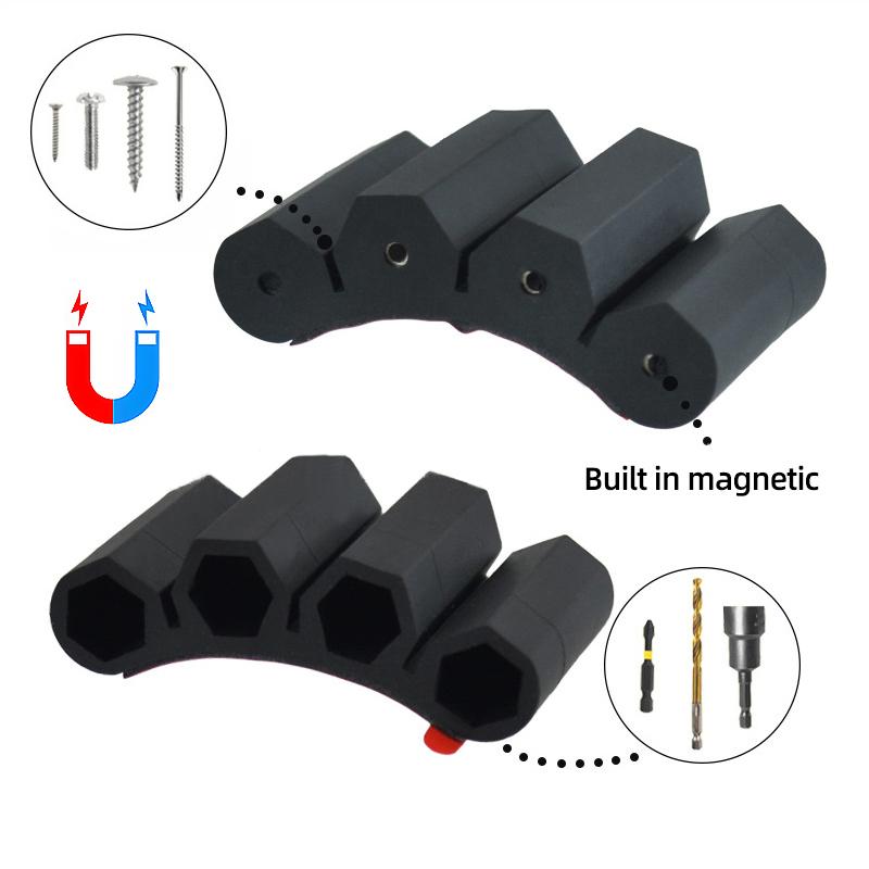 Magnetic Bit Holder 3 Holes Screwdriver Bit Holder Drill Bit Stand Storage Case with 3M Adhesive Tape Power Tools Accessories