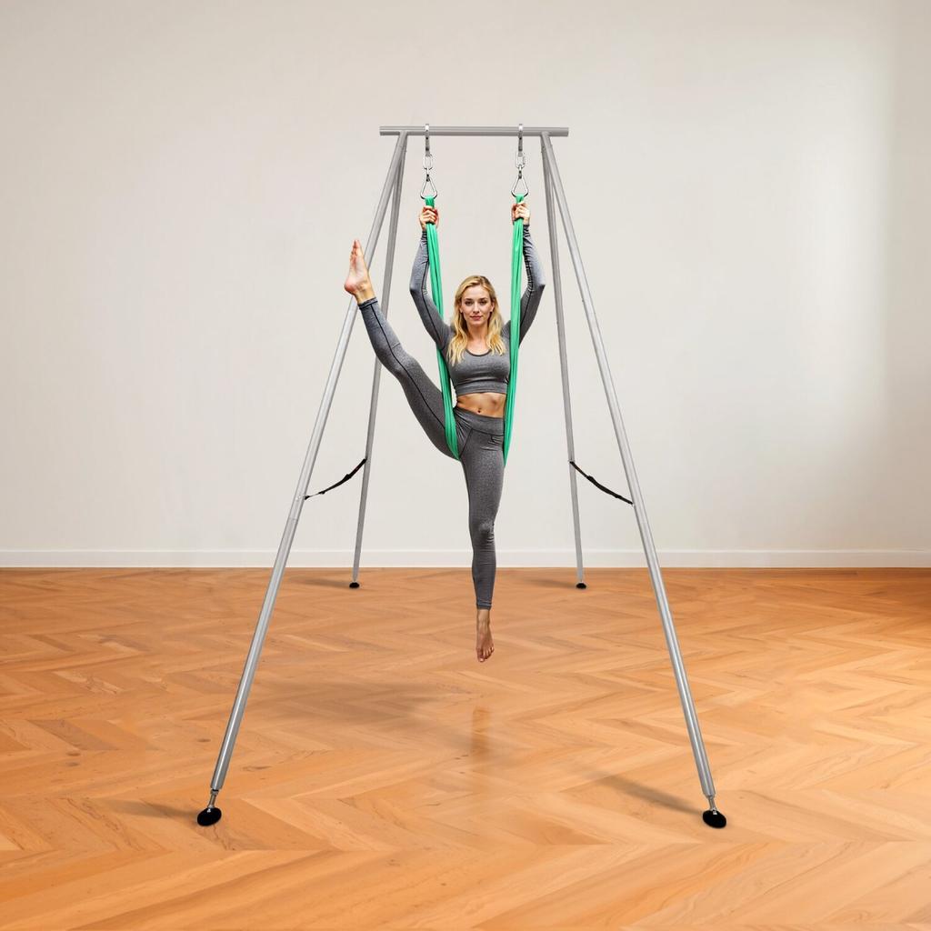 Yoga Stand Frame, 3m Length Swing Stand, Max 250 Kg Load Triangular Structure Aerial Rig, Aerial Silk Stands for Yoga Enthusiasts, Non-Slip Base,