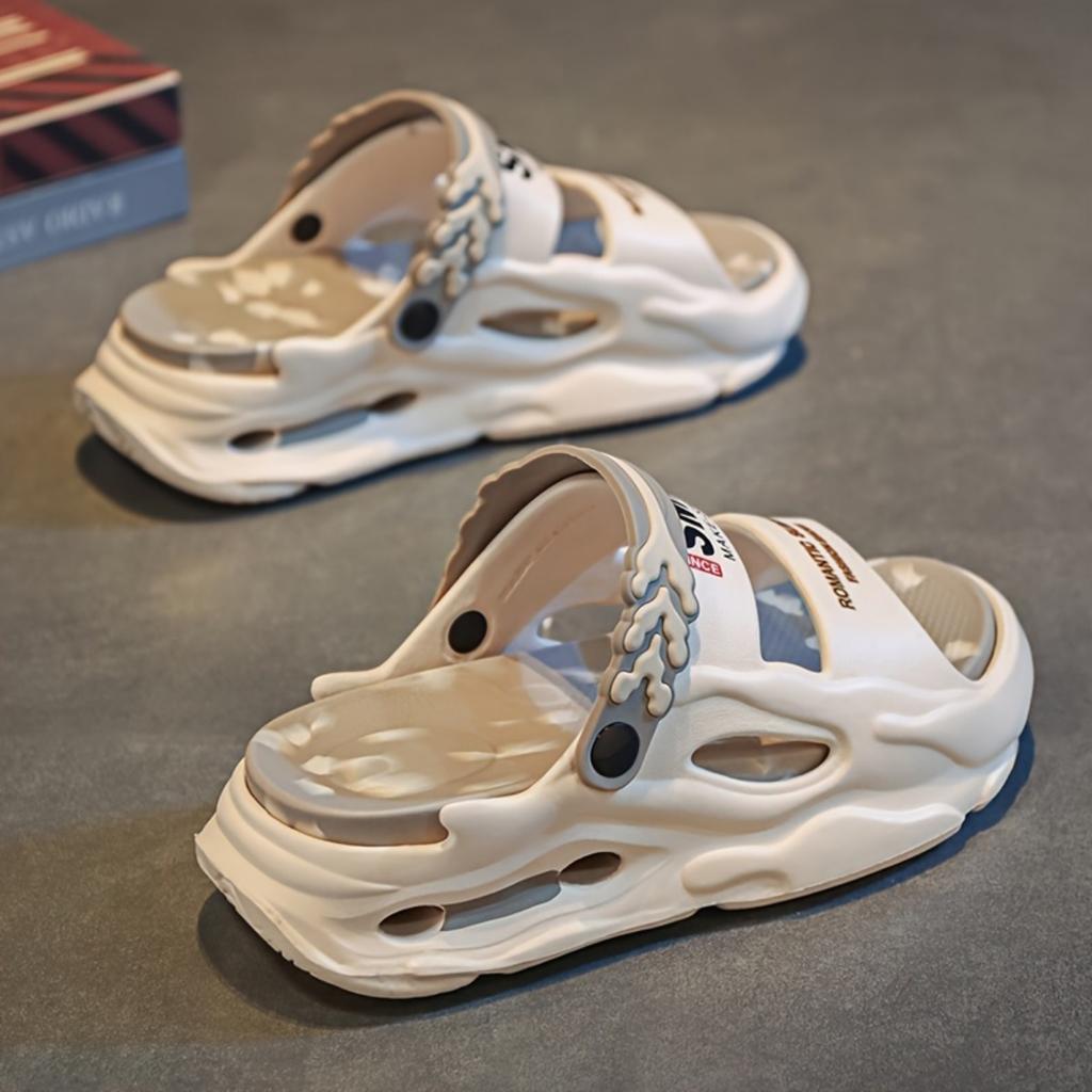 Men's and Women's EVA Sports Sandals&Slippers - Non Slip Casual Letter Printed Round Head Design - Lightweight and Breathable Couple Beach Shoes