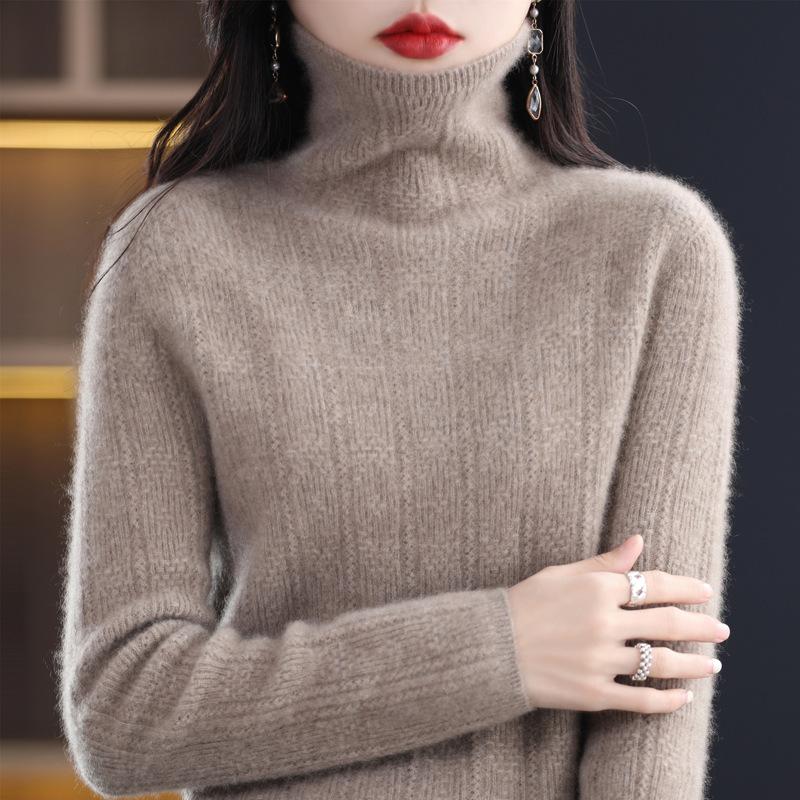 

First-line Ready-to-wear Pile-collar Cardigan Spring and Autumn Loose Versatile Wool Turtleneck Sweater Knit Top S