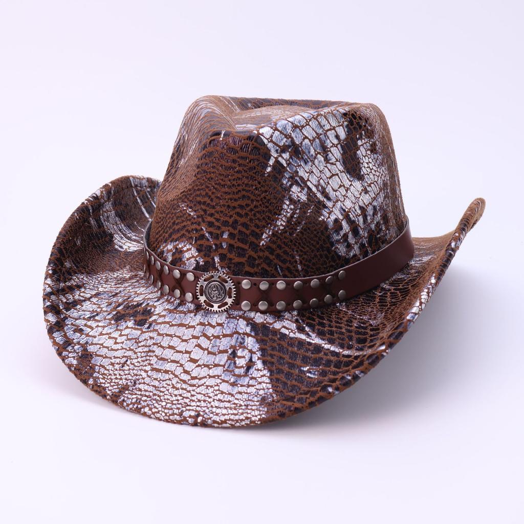 Retro Snake Cowboy Hat Men'S And Women'S Top Hats, Sunshade And Sun Protection, Big Eaves, Western Cowboy Hat, Jazz Hat.