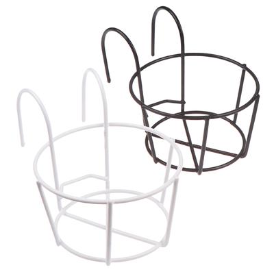 Garden Hanging Plant Iron Racks Balcony Round Flower Pot Rack Railing Fence