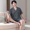 Summer men's pure cotton pajamas short-sleeved five-point pants loungewear men's summer thin plus size suit