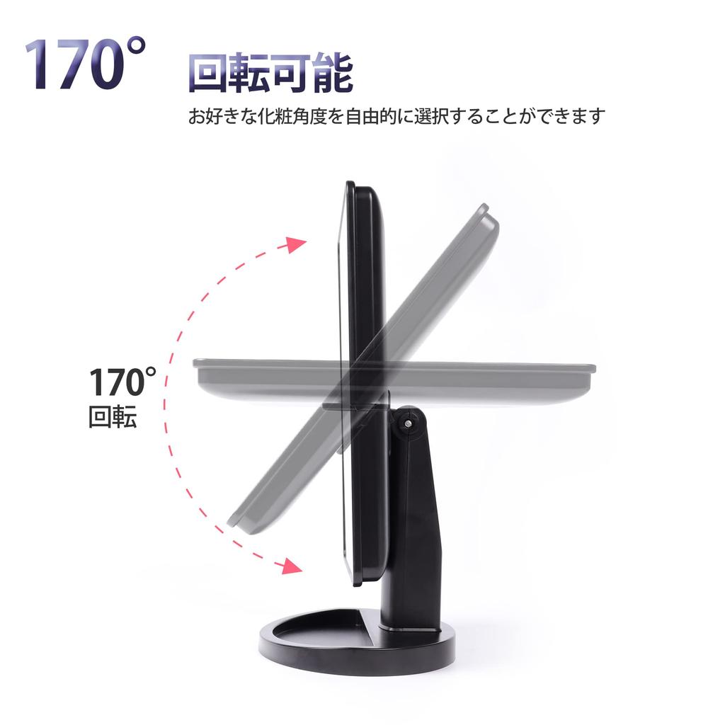 Makeup Tabletop Stand with 16 LED 10x Stepless Angle Battery for Makeup Mirror, Mirror, Mirror, Tabletop, Lights, Magnification, Dimming, 180°