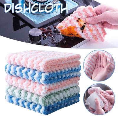 5/10/20pcs Kitchen Dish Cloth Super Absorbent Cleaning Cloth Non-Stick Oil Anti-Grease Wiping Rags Household Cleaning Towels