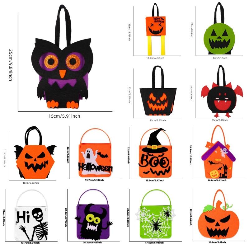 Halloween Felt Bat Owl Shaped Children'S Tote Bag Halloween Decor Small Candy Storage Bag Handbag Party Supplies For Kids Gift