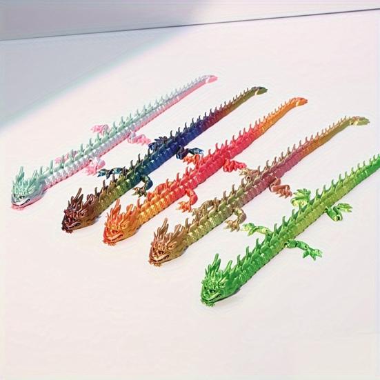3D Printed Chinese Loong Figurine Movable Joints Standing Dragon Figure Articulated Dragon Model Fidget Toy Desktop Decoration Ornament