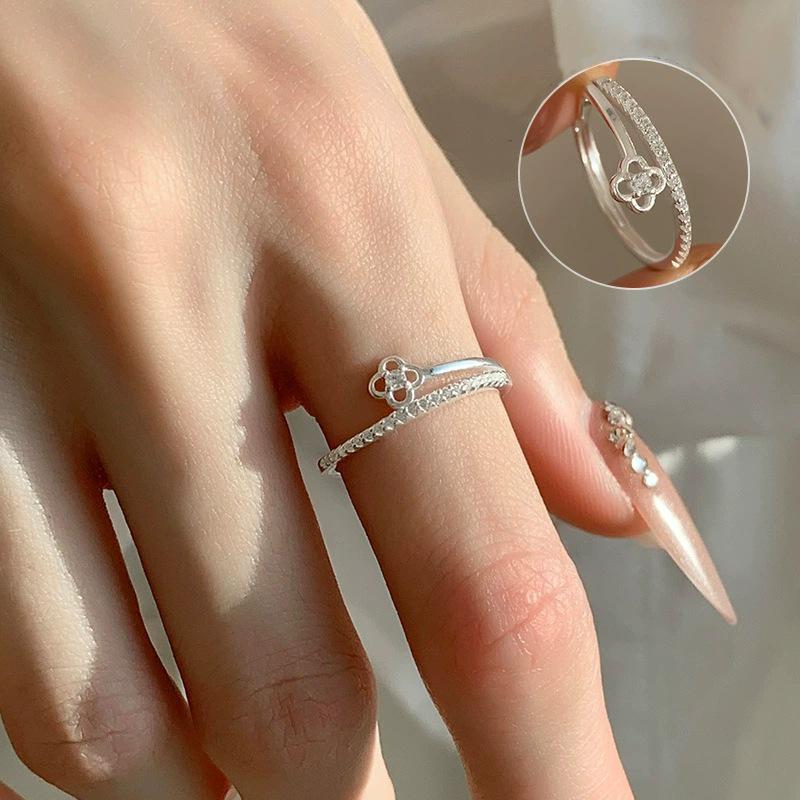 Trendy Cute Floral Adjustable Stackable Ring for Women, Fresh Mori Style, Ins Style, Index Finger Ring.