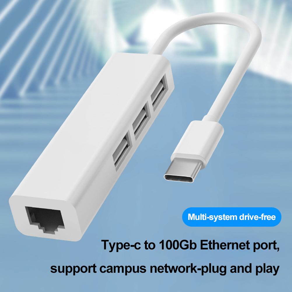Type-C To RJ45 Laptop Adapter USB2.0 Type-C 4 In 1 RJ45 Type-C Splitter 10GBit/s USB Network Card Hub for Desktop Computer PC