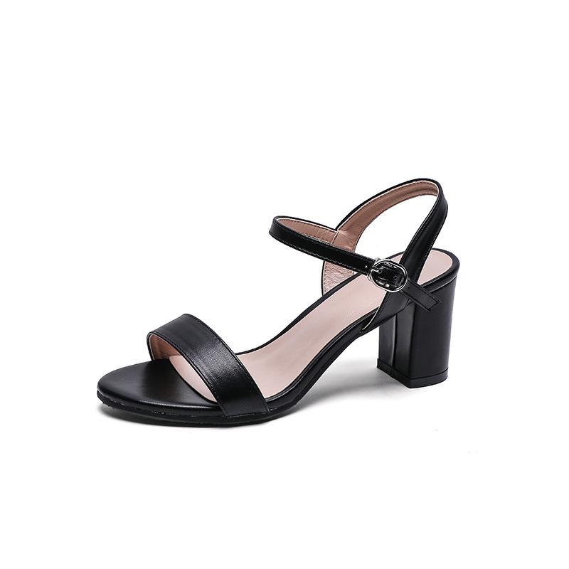 

Fashion Women s Summer French Elegant Open-Toe High Heel Sandals Simple and Versatile Anti-slip Rubber Sole Chunky Heel Dress Sandals 34